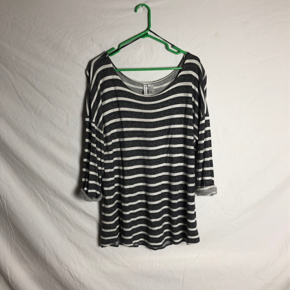 Gray and white striped sweater
